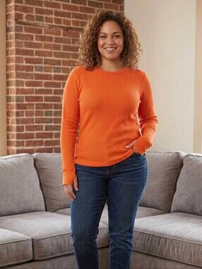 Ozark Trail Women's Long Sleeve Crewneck Top - Bright Orange